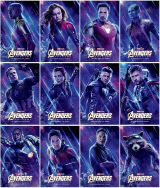 12pc Avengers 4: Endgame 2019 Mirror Surface Card Sticker Promo Card Poster Ii90