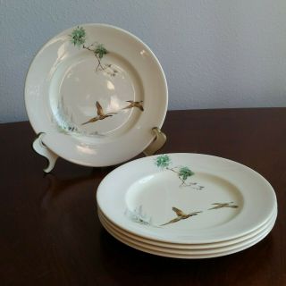 (set Of 4) Royal Doulton The Coppice Dinner Plates Pheasants Birds Flying Woods