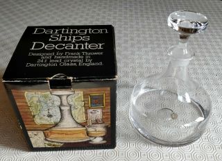 Dartington Crystal Glass Ships Decanter - Frank Thrower Clear Glass Ft239 Vintage