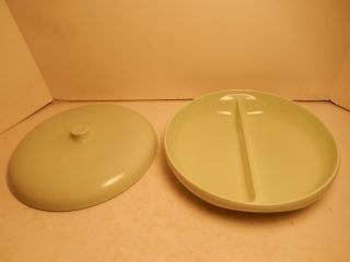 Vintage Russel Wright Iroquois China Lettuce Green Covered Divided Casserole 10 