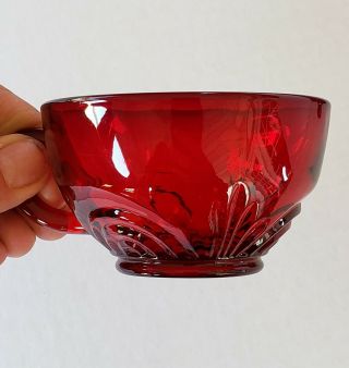 6 Vintage Paden City Glass " Largo Red " Ruby Arch & Fan Teacups (1937 - 51) 6 Cups
