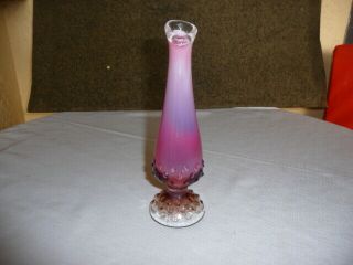 Rare Vintage Fenton Art Glass Plum Opalescent Hobnail 8 " Bud Swung Vase