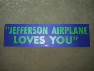 Jefferson Airplane Loves You Bumper Sticker - 1960s Cond.  - Plus Ja Photo