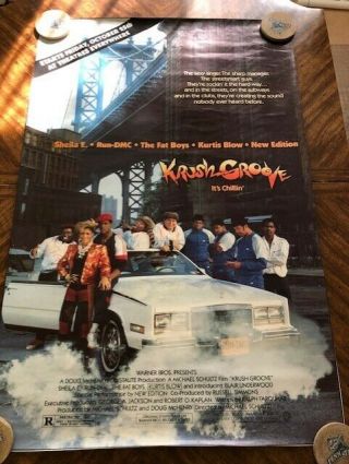 Krush Groove Movie Poster 1985 Rap Music 28 1/2 " X 43 1/2 " Run Dmc Sheila E
