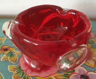 Vintage Murano Glass Red Bowl/ Ashtray