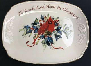 Lenox Winter Greetings " All Roads Lead Home At Christmas " Sandwich Tray,  Platter