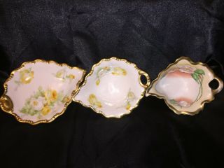 Set Of 3 Fruit Bowls/candy Dishes Limoges Coronet France & One Royal Munich