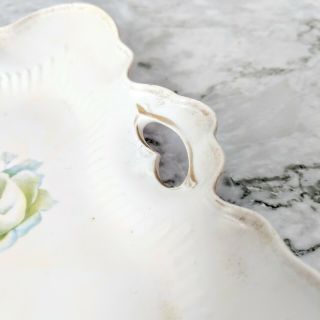 Antique RS PRUSSIA Rose Porcelain Cut - Out Handles Rectangular Dresser Tray Dish 3