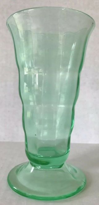Green Uranium Depression Glass Soda Fountain Sundae Parfait Glass Paden City
