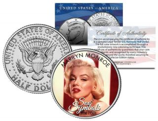 Marilyn Monroe 1950s Sex Symbol Colorized Jfk Kennedy Half Dollar U.  S.  Coin