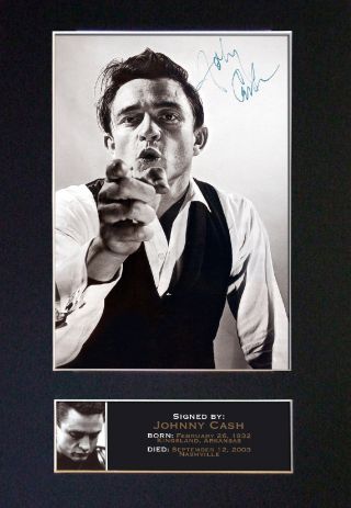 Johnny Cash Signed Mounted Autograph Photo Prints A4 85