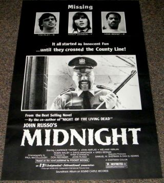 Midnight 1982 Orig.  B&w Style 27x41 Movie Poster John Russo 