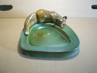 Ceramic Bowl With Fox Figurine,  Mari Simmulson Ue Upsala Ekeby Sweden