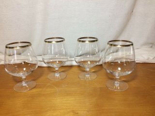 4 Euc Noritake Gold And Platinum Rim 5 1/2 Inch Stem Brandy Glasses