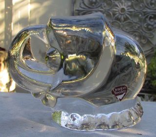 Stunning Orrefors Art Crystal Glass Elephant Paperweight