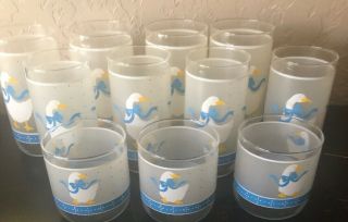 Libbeys Geese Frosted Glasses 3 Size (3 Small 3”) (4 Medium 5”) (4 Large 6”)