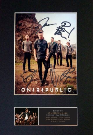 537 One Republic Signature/autograph Mounted Signed Photograph A4