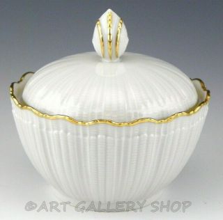 Limoges France Giraud Corail Shell White & Gold Sugar Bowl With Lid