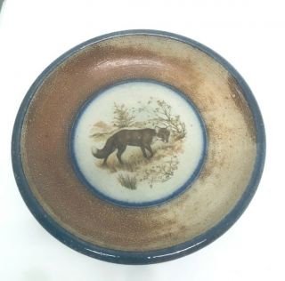 Monroe Salt Maine Pottery Fox 9 " Plate Pasta Bowl Blue Rim