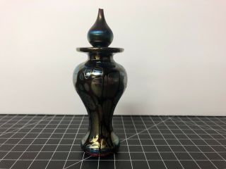 Abelman Glass 1987 Pulled Feather Art Glass Perfume Bottle 4.  75”
