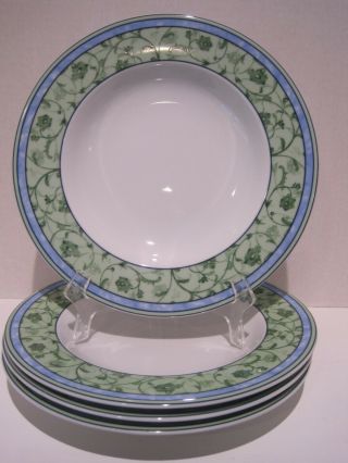 Wedgwood Home Watercolour 4 Rimmed Soup Bowls Fine Porcelain Euc
