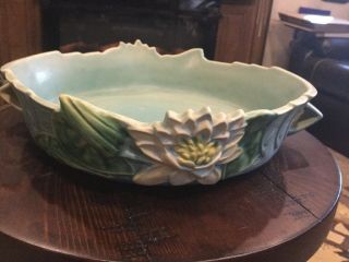 Vintage Roseville Water Lily Large Bowl.  442 - 10”.  Sea Green.