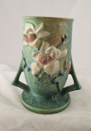 Vintage Roseville Pottery Green Magnolia Vase 6 " High 87 - 6
