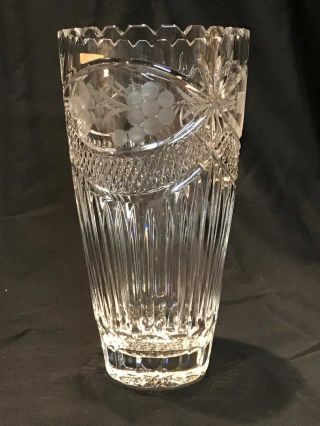 Crystal Clear Industries Handcut 24 Lead Crystal 10 " Vase Made In Hungary