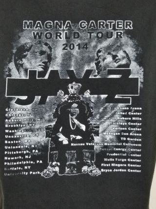 Jay Z Magna Carter World Tour 2014 Concert T - Shirt Large Black 7