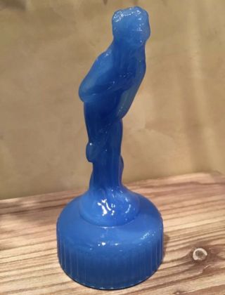 Imperial Glass Blue Slag Figure,  Bashful Charlotte/venus Rising