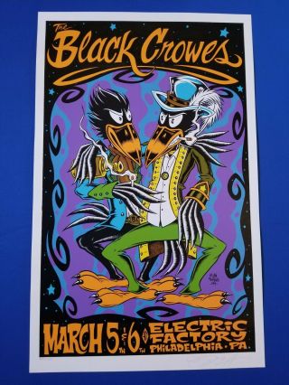 Rare Alan Forbes Black Crowes 1999 Philadelphia Gig Poster Screen Print Signed