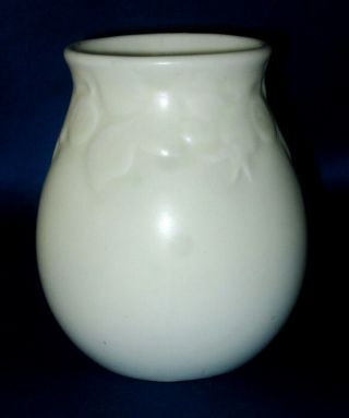Vintage 4 1/2 " Rookwood Pottery Vase 2122 Crabapples & Leaves Matte Whte Xliv