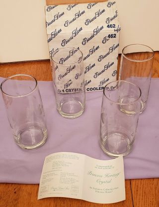 Vintage Princess House 462 Heritage Crystal Coolers Etched Set Of 4 Glasses J2