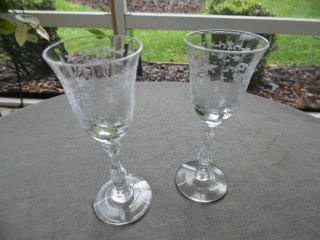 Set Of 2 Vintage Fostoria Elegant Glass Navarre Crystal Clear Cordial Glass