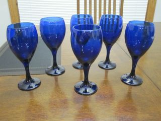 Libbey Cobalt Blue Stemmed Wine Glasses Stemware
