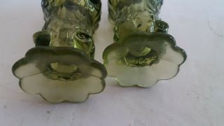 Fenton Green Glass Cabbage Rose Salt & Pepper Shaker Set 4