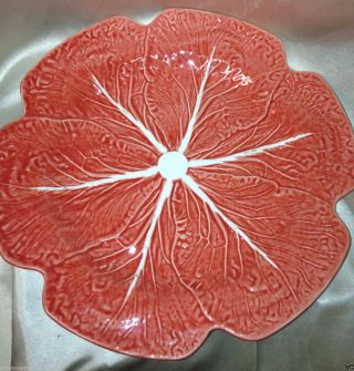 Bordallo Pinheiro Embossed Red/orange Cabbage 12 " Chop Plate Frog Label On Back