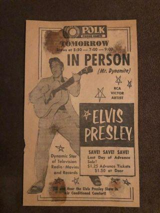 Elvis Presley Concert Poster Ad August 6,  1956 Polk Theatre Lakeland Florida Fl
