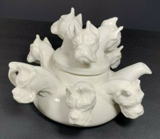 BOXER Head Teapot - Studio Pottery - White Porcelain - Artist Kateri Sparrow 2