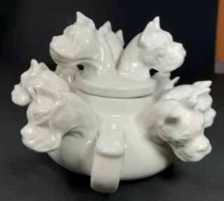 BOXER Head Teapot - Studio Pottery - White Porcelain - Artist Kateri Sparrow 8