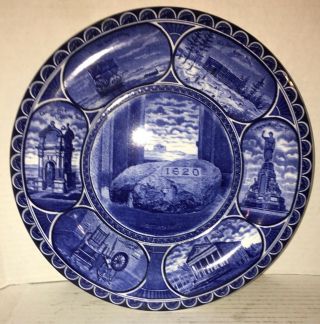 Antique Flow Blue Staffordshire Porcelain Plymouth Rock Mass Plate Burbank 2