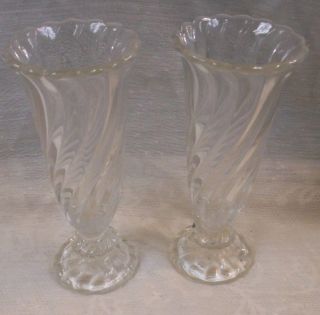Vintage Fostoria Colony 2412 Clear Depression Crystal Glass Parfaits Vase