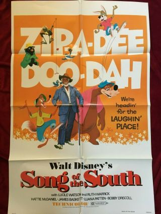 Song Of The South 1973 Re - Release Disney Movie Theater Poster