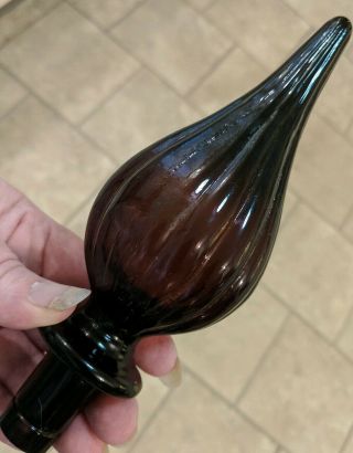 Vintage Italian? Purple Amethyst Glass Genie Bottle Flame Shaped Stopper Only