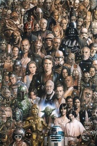 Star Wars - Cast Collage Poster 61x91cm Yoda Vader R2d2 Ewok Leia