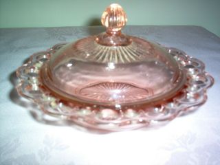 Hocking Lace Edge (old Colony) Pink Covered Butter Dish -