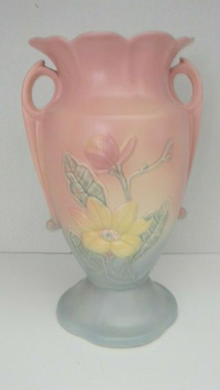 Vintage Hull Pottery Magnolia Vase Matte Glaze Yellow Pinks And Green