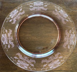 Tiffin Flanders Pink Large Dinner Plate 10.  25” Antique Depression Glass Vintage