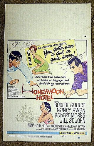 Jill St.  John,  Robert Goulet / 1964 Wc Poster Unmarked - " Honeymoon Hotel " Sexy