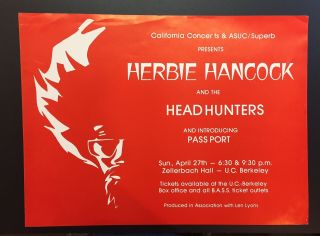 Herbie Hancock & Headhunters Vintage Berkley Concert Poster Showbill